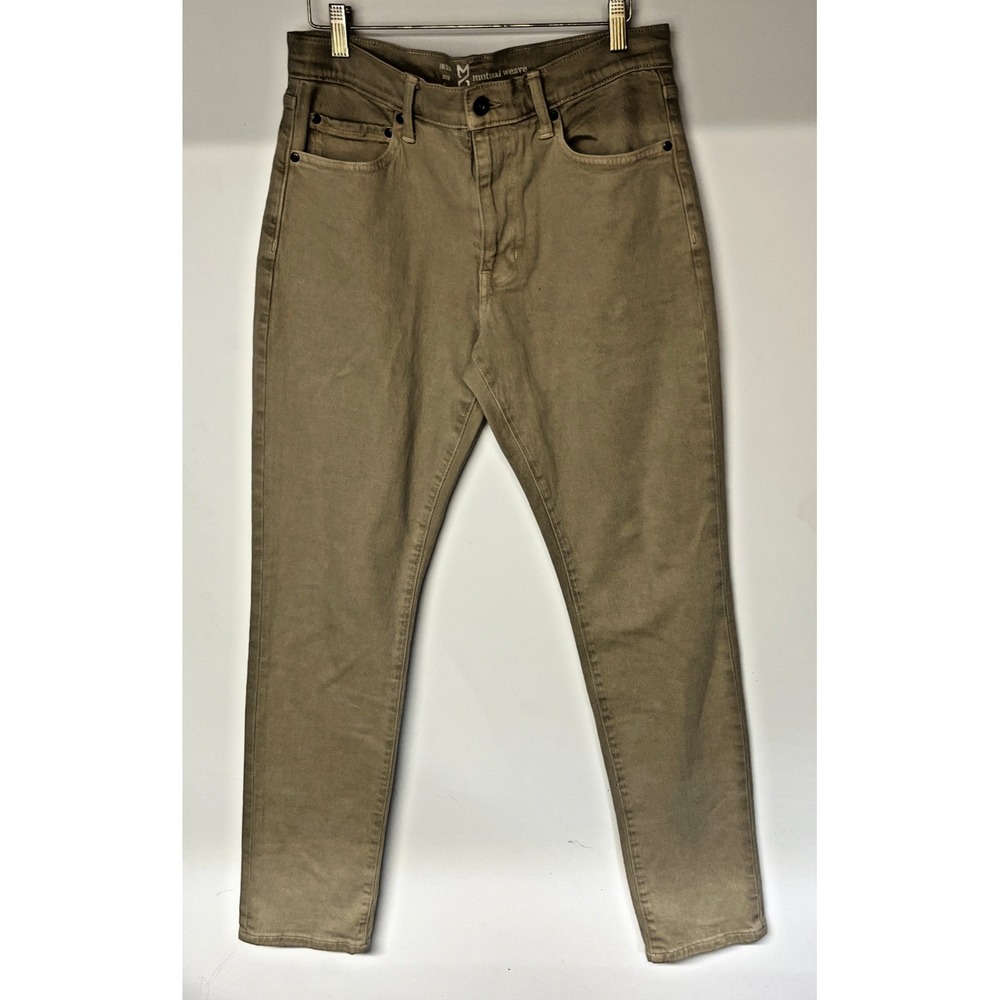 Mutual Weave Slim Straight Jeans Mens 32x32 Khaki Tan Stretch Denim Pants